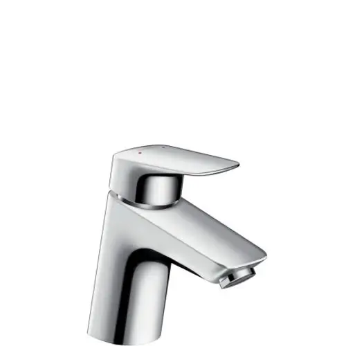 Einhebel-Waschtischmischer aus Chrom von Hansgrohe mit einem modernen Design, geeignet für Niederdruck- bzw. offene Warmwasserbereiter und mit Push-Open Ablaufgarnitur.